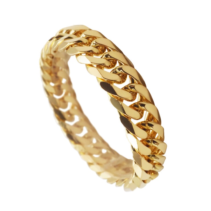 K18 6面ダブル喜平リング　4.5mm幅 16号