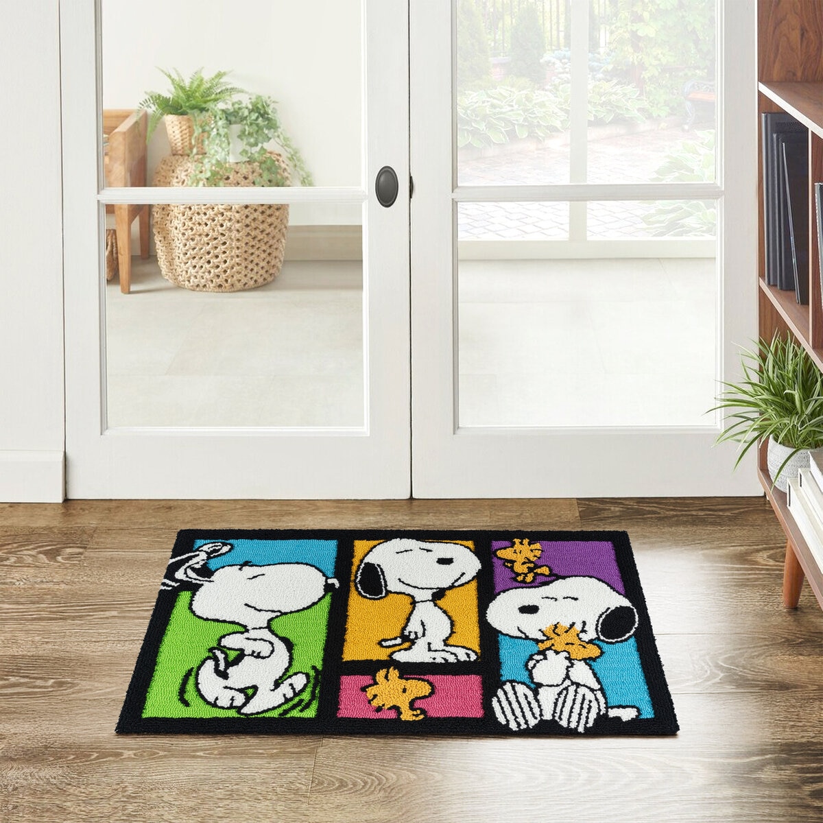 スヌーピー アクセントラグ 57cm x 96 cm スヌーピーパッチワーク