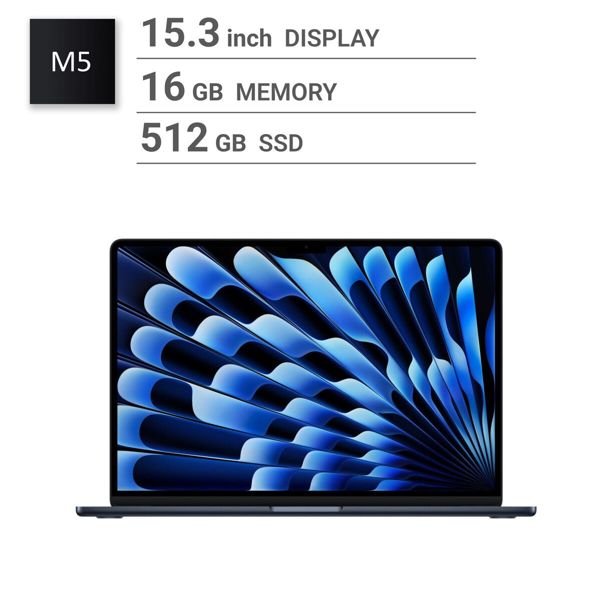 Apple/MacBook Air 15インチ/10コアCPU/ 10コアGPU/M5チップ /16GB/512GB SSD-ミッドナイト