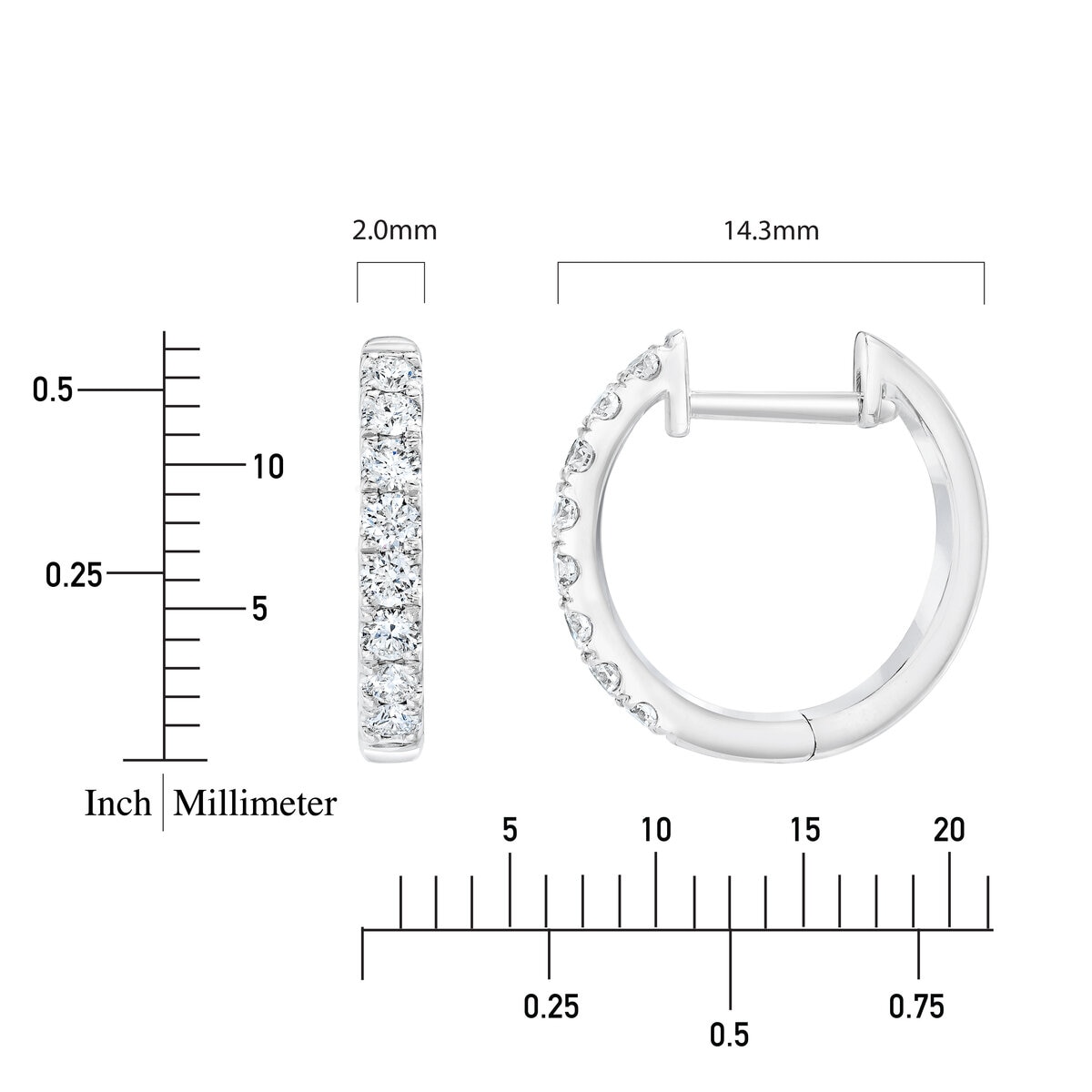 18K ホワイトゴールド 0.35カラット ダイヤモンド フープピアス