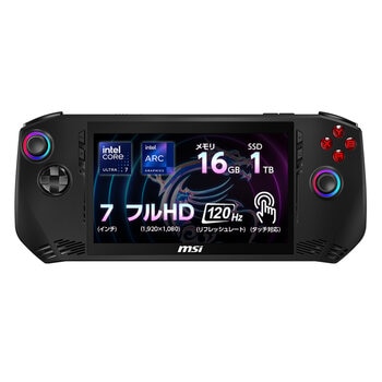 MSI ポータブルゲーミングPC/ CLAW-A1M-002JP / 7型/Core Ultra 7-155H/Arc グラフィックス/メモリ 16GB/SSD 1TB/Windows 11 Home