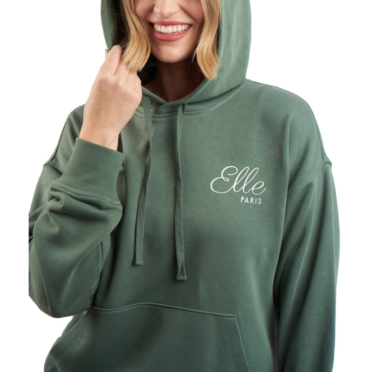 エル レディース ロゴ パーカー グリーン S