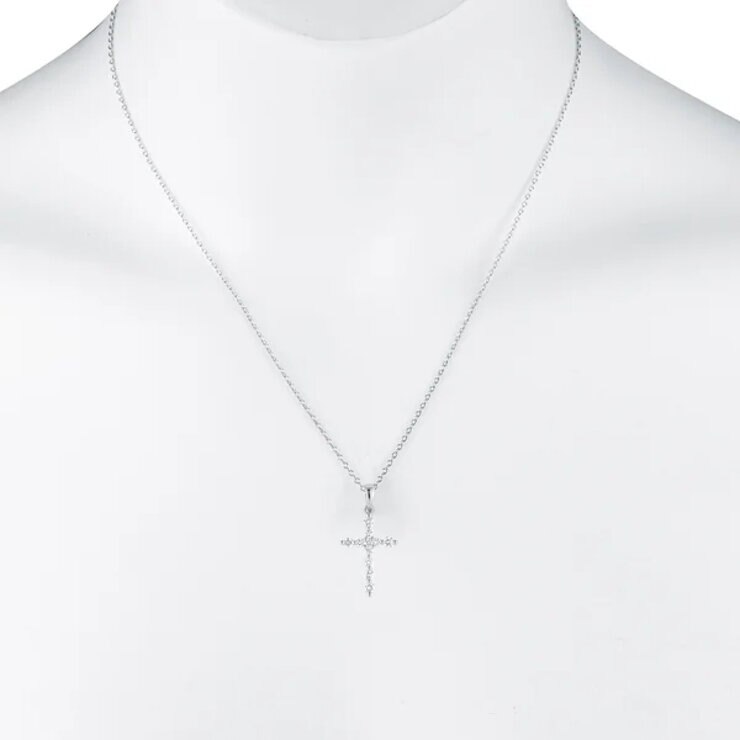 14K ホワイトゴールド 0.43カラット クロス ペンダント