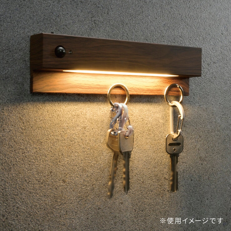 オーム電機 LEDナイトライト 人感＆明暗センサー付き 濃い木目調 NIT-BK10-K