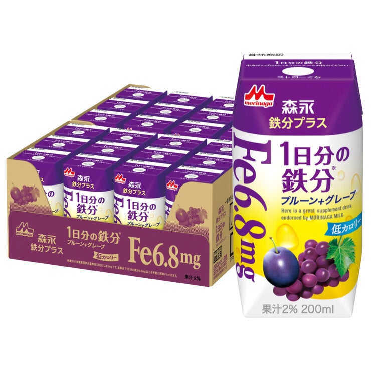 森永 鉄分プラス 1日分の鉄分 プルーン+グレープ味 200ml x 24本