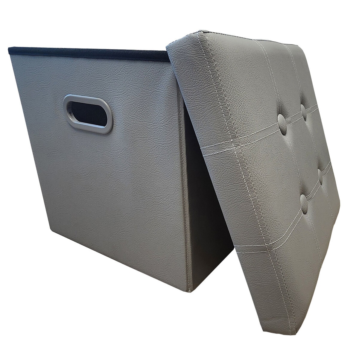 スペースメイド フェイクレザーストレージボックス 2個セット クールグレー