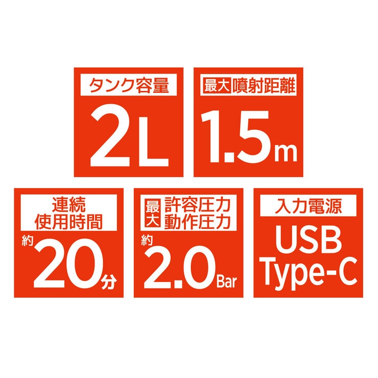 洗車用 電動蓄圧 充電式 フォームガン 2L