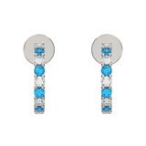 14K ホワイトゴールド 0.29カラット ダイヤモンド / ブルートパーズ Jフープピアス 14K ホワイトゴールド 0.29カラット ダイヤモンド / ブルートパーズ Jフープピアス