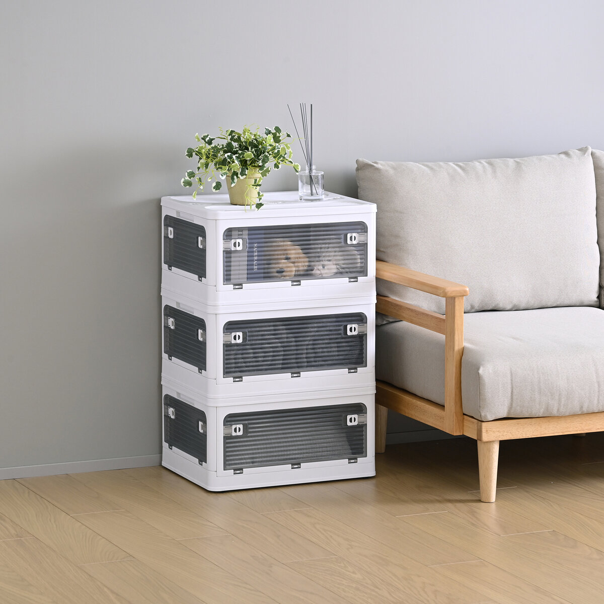 YAMAZEN コンテナフルオープンボックスM 3個組