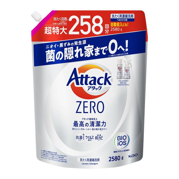 アタック ゼロ 衣料用洗剤 詰替え 2580g アタック ゼロ 衣料用洗剤 詰替え 2580g