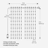 OVE LEDカーテンストリングライト W3m x H3m 1200球LED