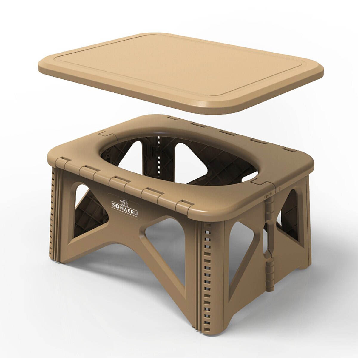 パイクスピーク ソナエル 救急トイレステップスツールセット Sサイズ 凝固剤・排泄袋付き サンドカーキ