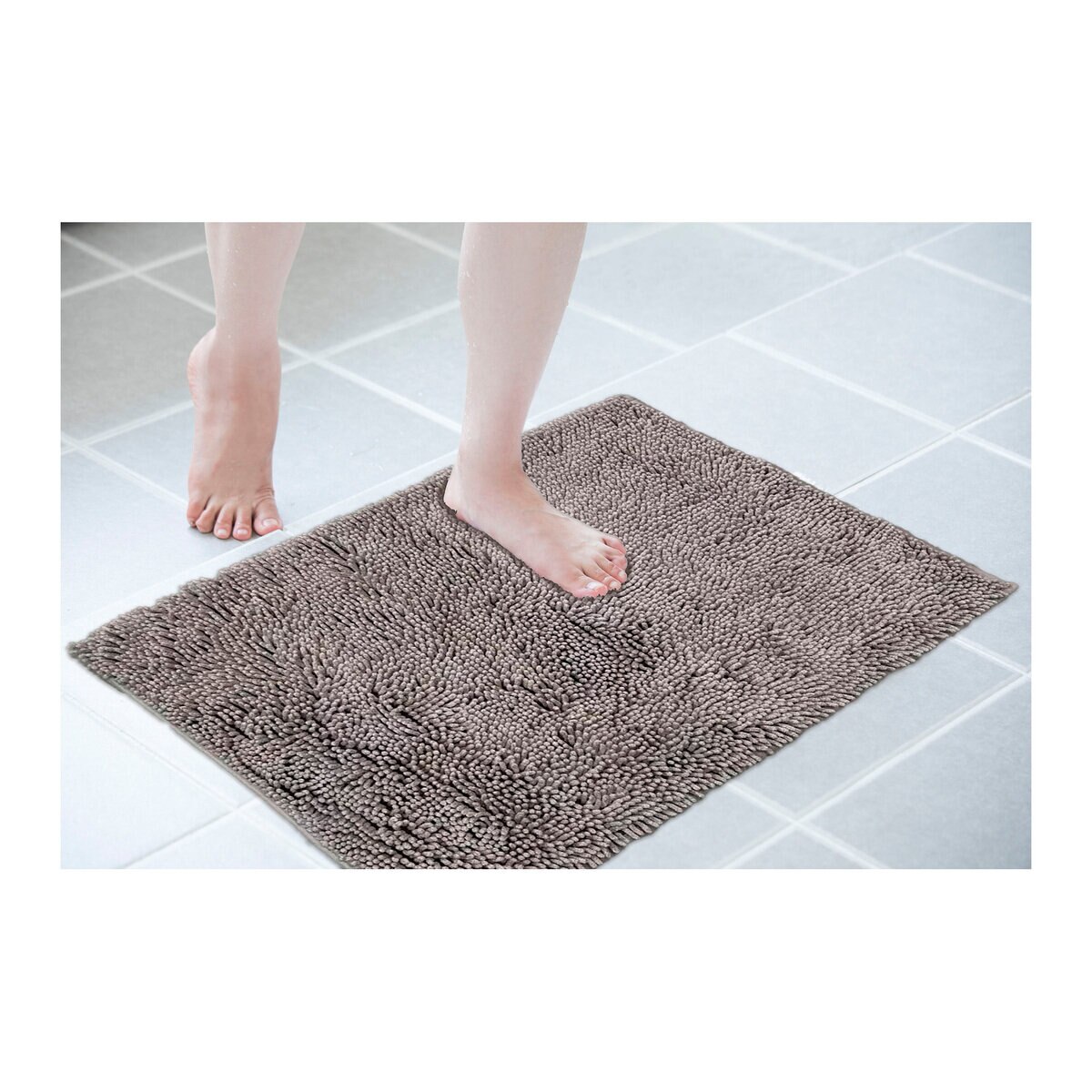 マイクロファイバー もこもこバスマット 60cm x 90cm グレー