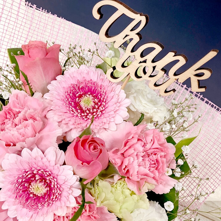 Thank you ギフト フラワーアレンジメント ピンク
