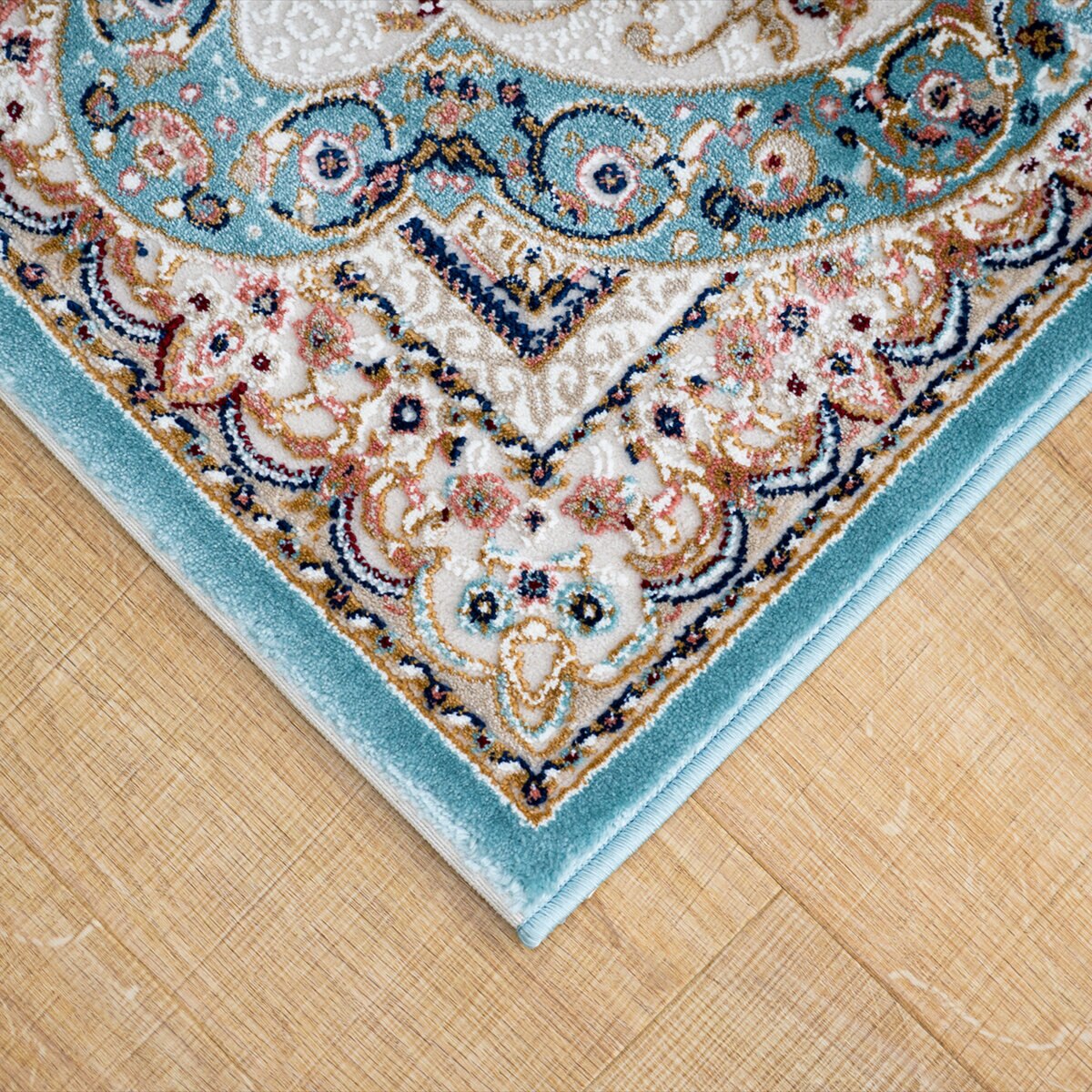 ウィルトン織りマット ロザリオ 60 x 90cm ブルー