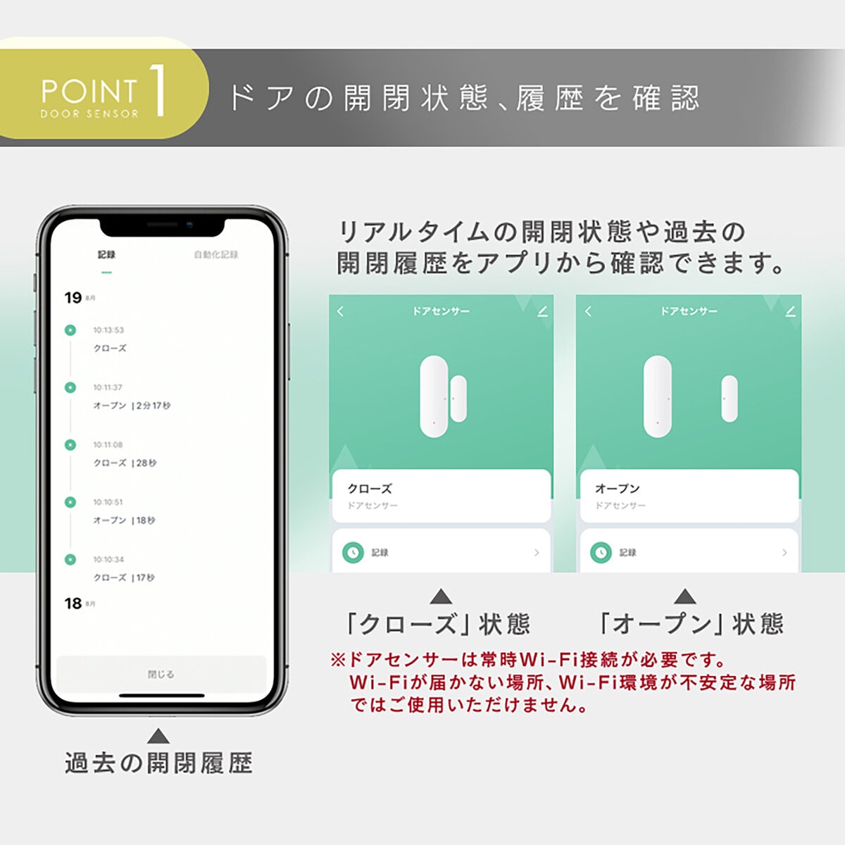 Edison Smart（エジソンスマート）ドアセンサー ホワイト DTS-TH01WH/ブラックDTS-TH01BK