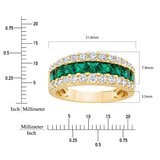 14K イエローゴールド 0.70カラット ダイヤモンド & 合成エメラルド リング