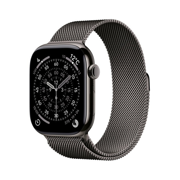 Apple Watch S11 Cellular 46mmスレートチタニウムケースとスレートミラネーゼループ - M/L