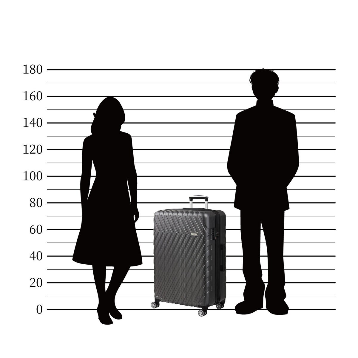 ACE イグザクト シャープ 軽量ハードボディ スーツケース 82リットル 0644702 ブラックヘアライン