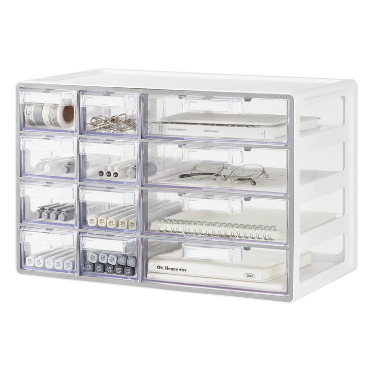 2サイズ引出付き 小物収納キャビネット