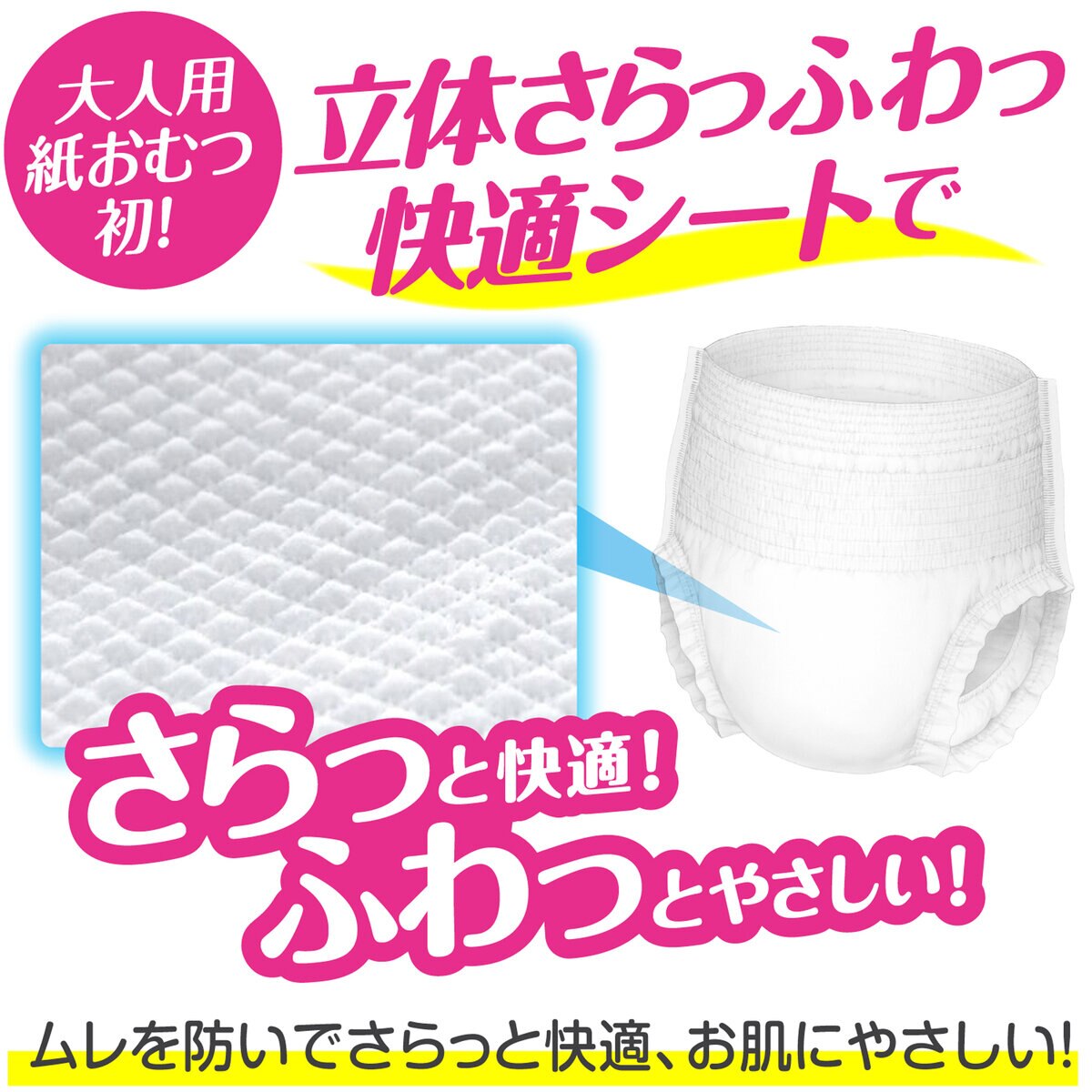 肌ケア アクティ 大人用おむつ M-Lサイズ 気持ちいい うす型パンツ 2回分吸収 88枚 入り (22枚x4パック)