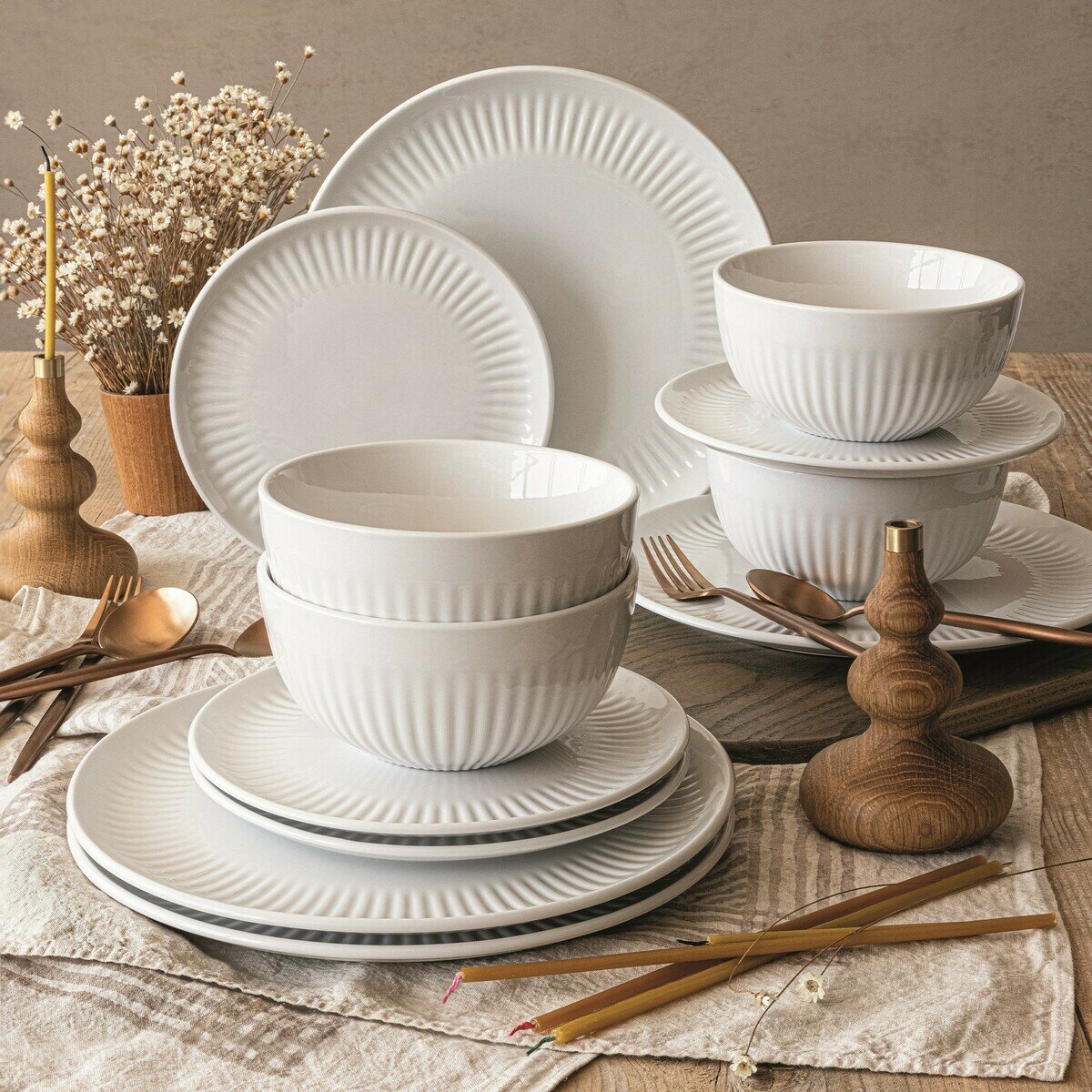 オーバーアンドバック ホワイトディナーウェア 12点