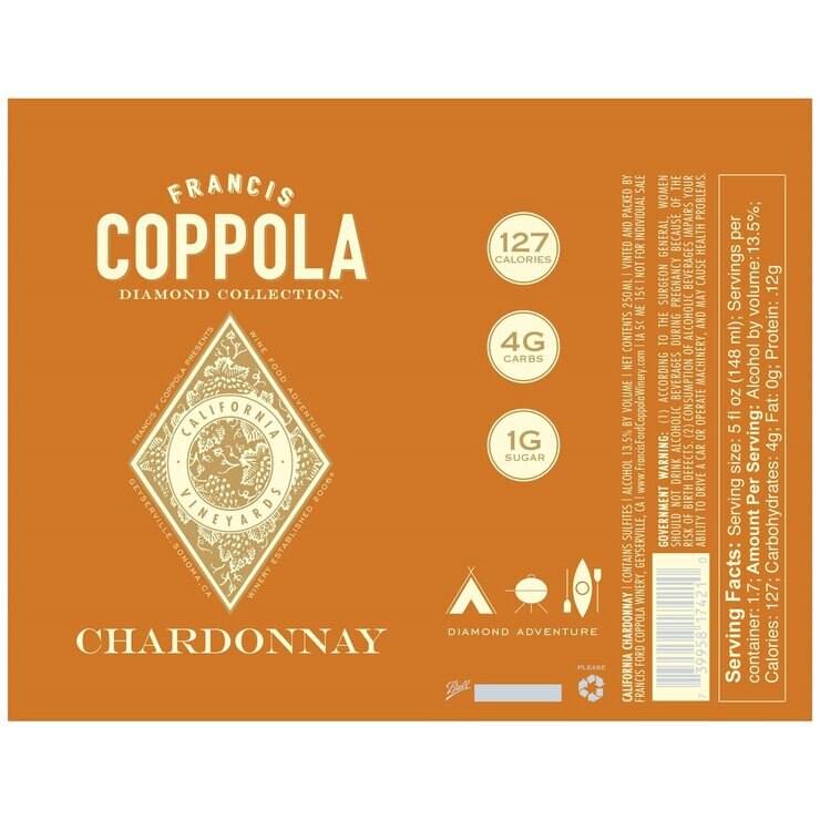 フランシス コッポラ シャルドネ 250 ml x 4 フランシス コッポラ シャルドネ 250 ml x 4
