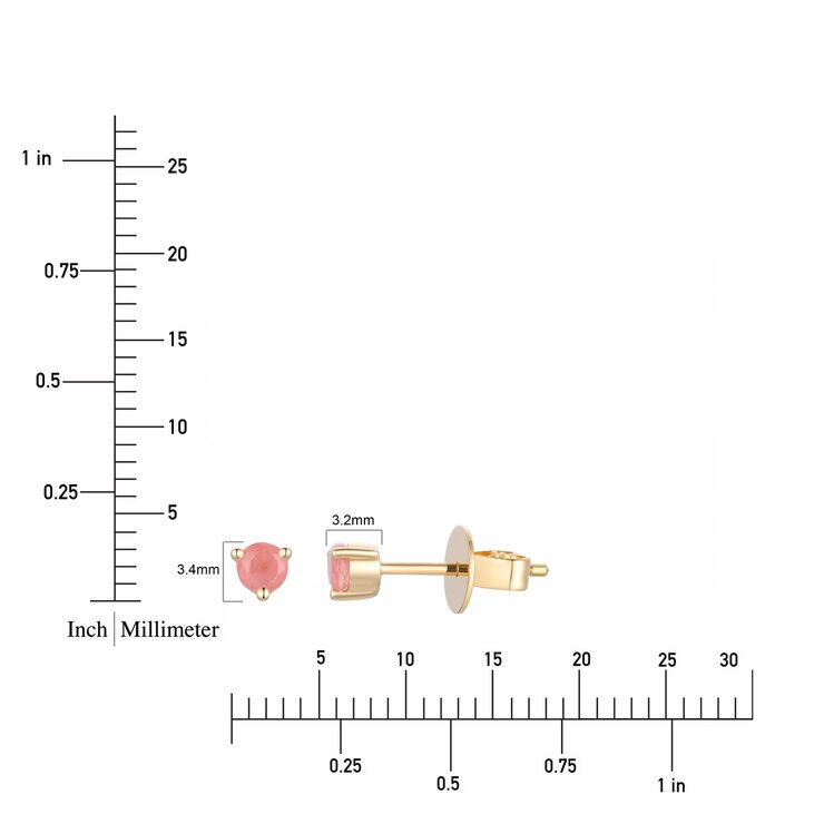 14K イエローゴールド ロードクロサイト スタッドピアス