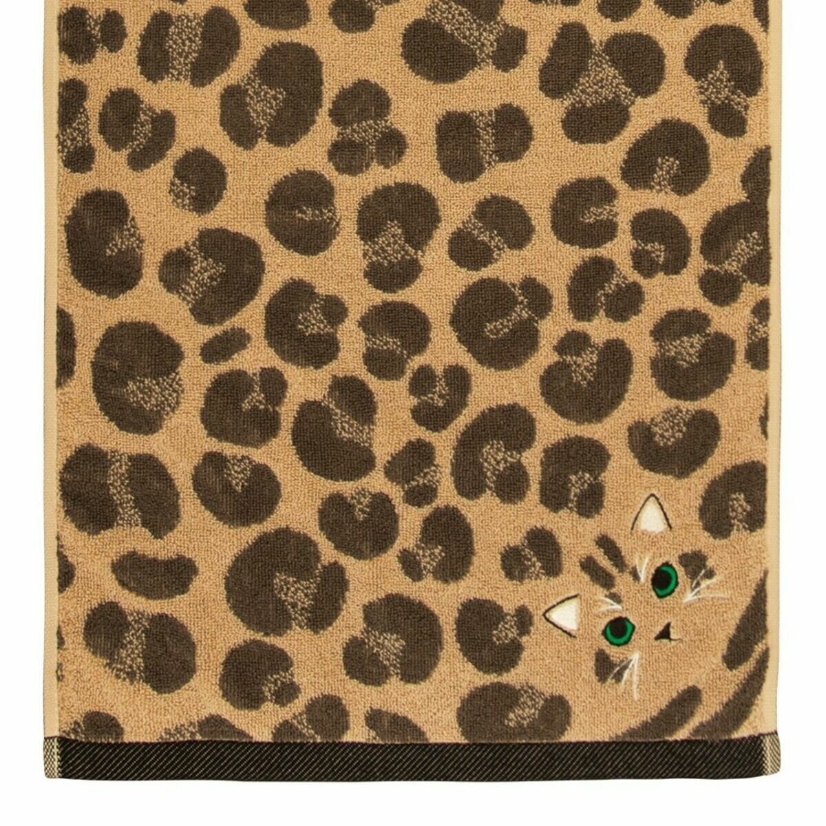 Uchinoko うちのニャンコ毛並ロングフェイスタオル 34cm x 100cm 3枚組 ロゼット（ブラウン）