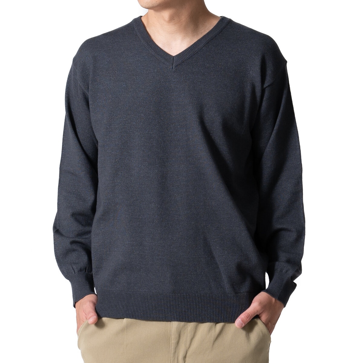 エディー・バウアー メンズ Vネック セーター チャコール XL