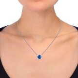 14K ホワイトゴールド 0.13カラット ダイヤモンド / ブルートパーズ ネックレス