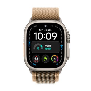 Apple Watch Ultra 4 GPS+Cellular 49mmナチュラルチタニウムケースとデザートアルパインループ - L