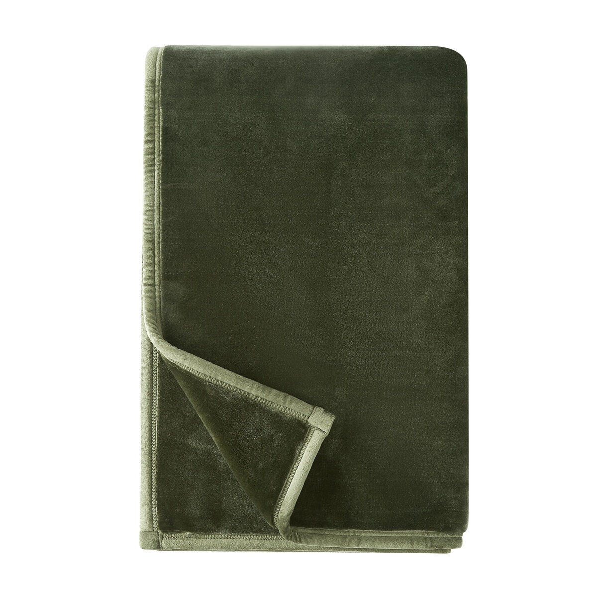 フランネル 大判ひざ掛け 152cm x 177cm グリーン