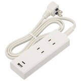 オーム電機 2口 PD対応USBポート付きタップ 　1m ホワイトHS-TU21PD23-W