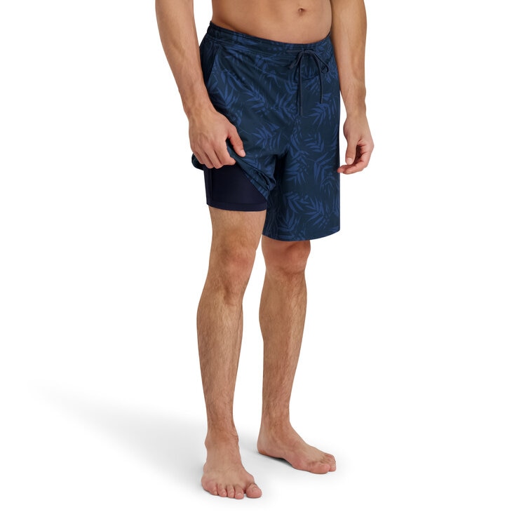 カークランドシグネチャー メンズ 水着ショーツ ネイビーファーン L