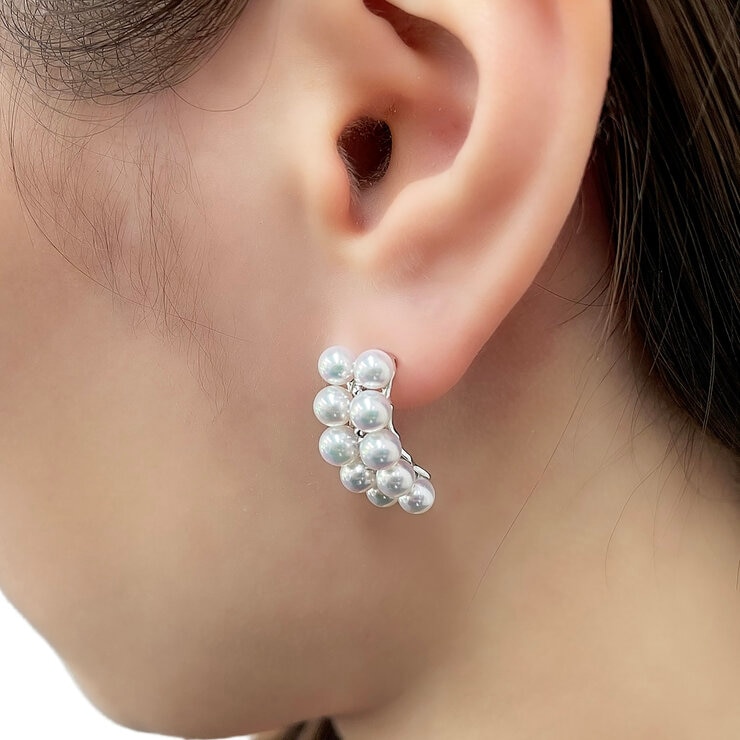 あこやパール 18Kホワイトゴールド W5連ピアス 4mm-4.5mm /SHW0267