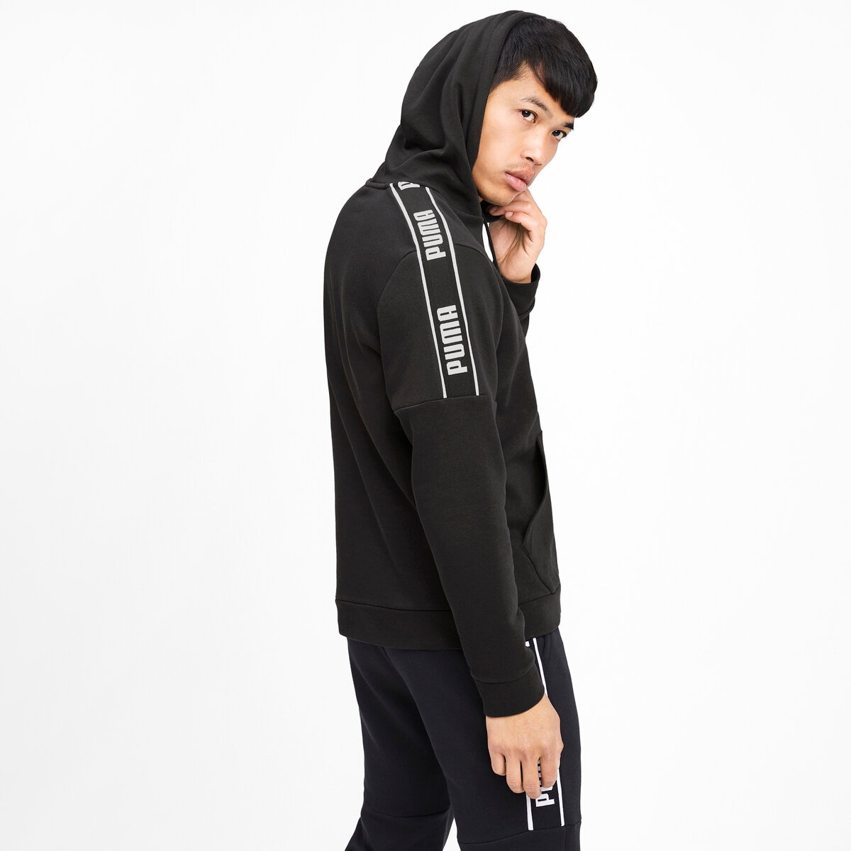 Puma メンズアンプリファイドフーディ プーマブラック XL