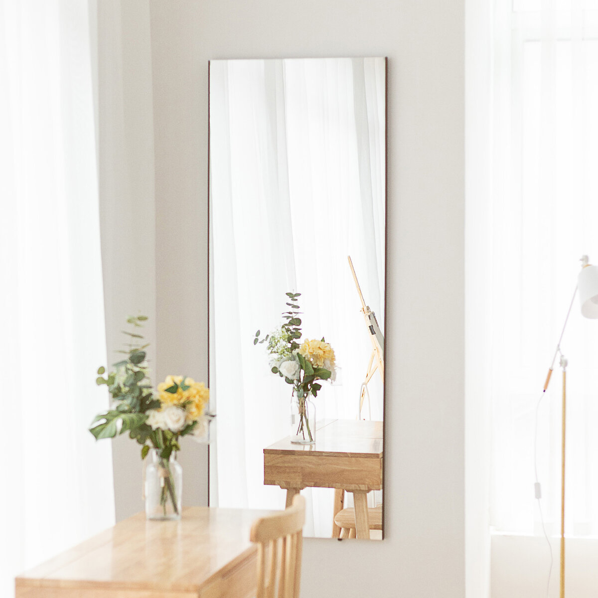 7Life 立て掛けミラー 割れない 鏡 120 x 40cm ブラウン