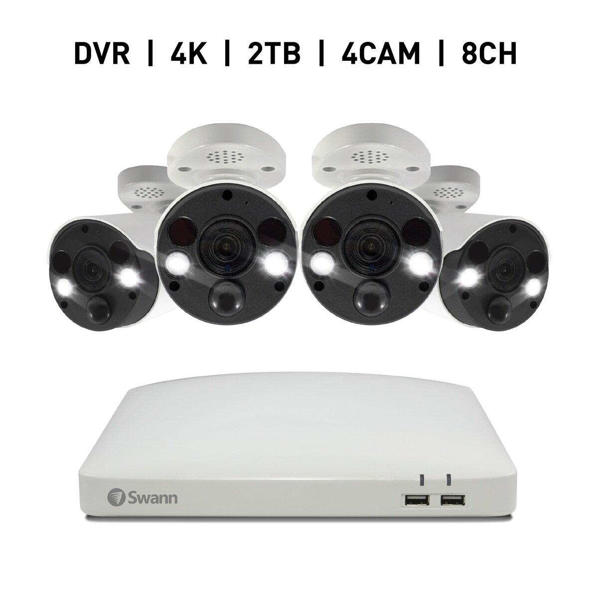 Swann（スワン） 8CH 4K DVRシステム 2TB バレット型 カメラ4台