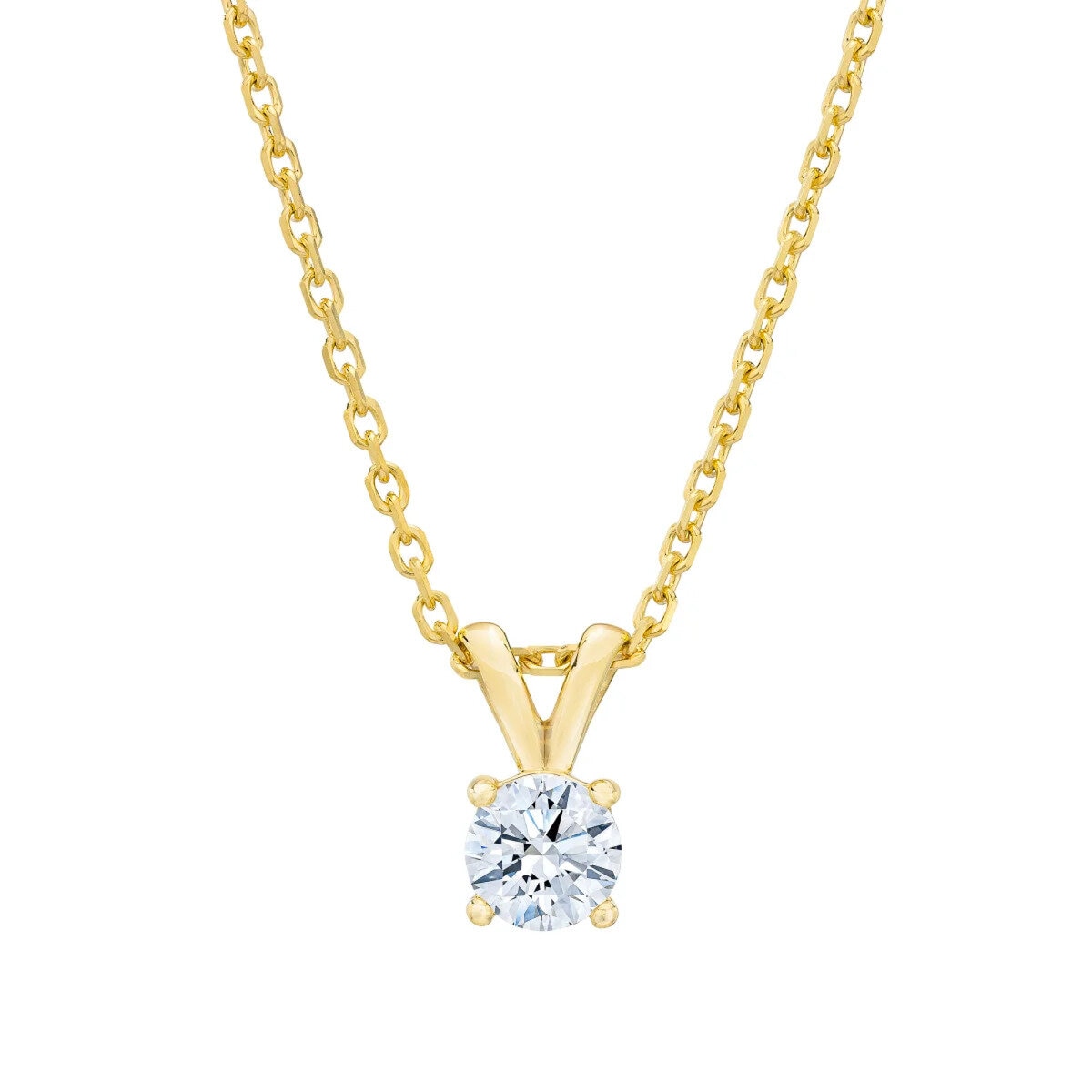 14K イエローゴールド 0.50カラット ソリティア ダイヤモンド ネックレス