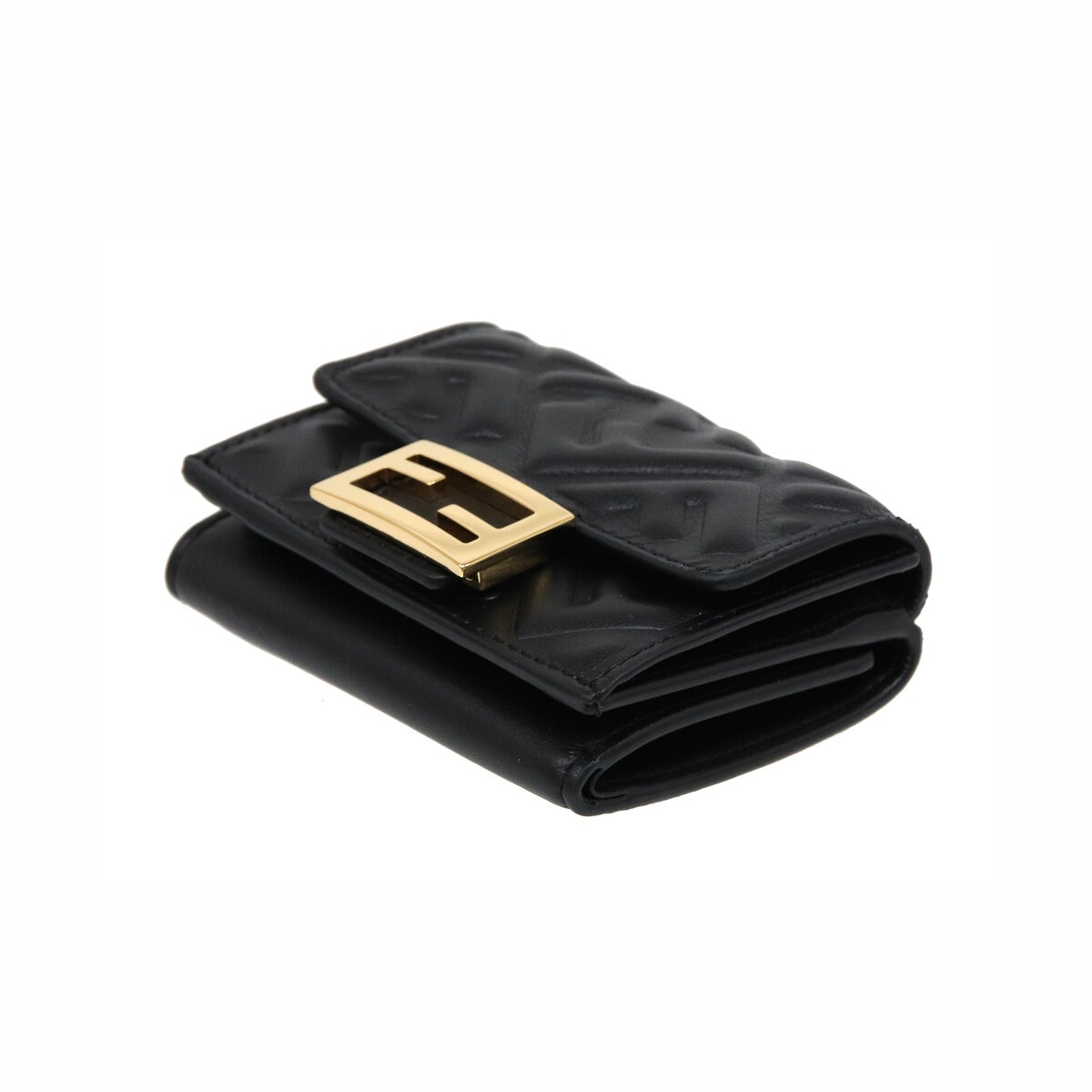 FENDI ブラックレザー 三つ折り財布 コインケース付きセレリア 財布 カーフレザー ブラック | Fendi