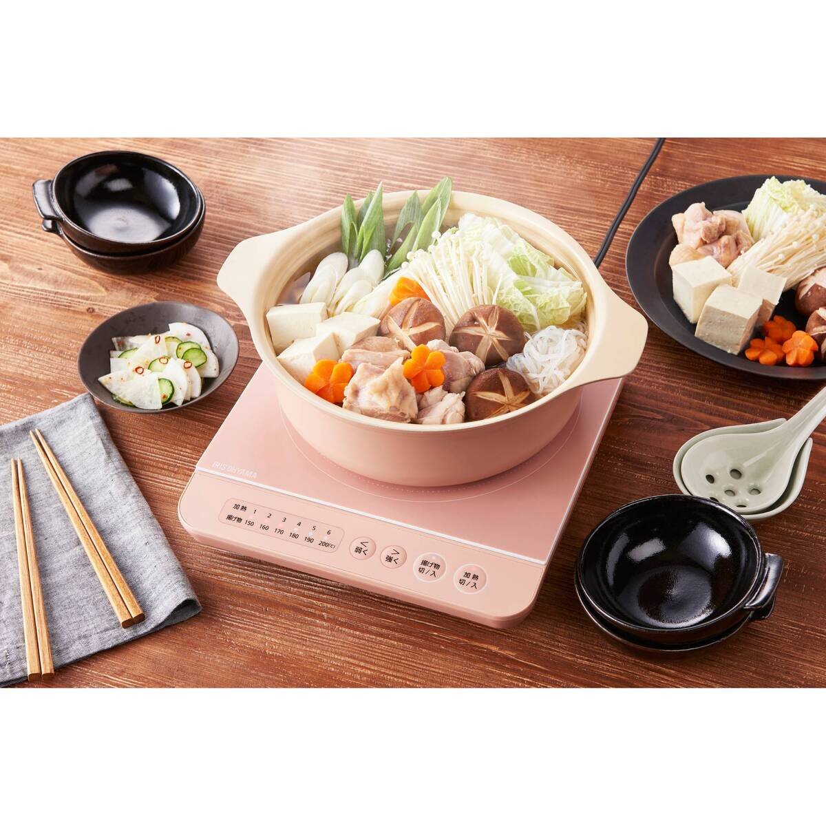 アイリスオーヤマ コンロ鍋セット IHKP-3724-P 1400W