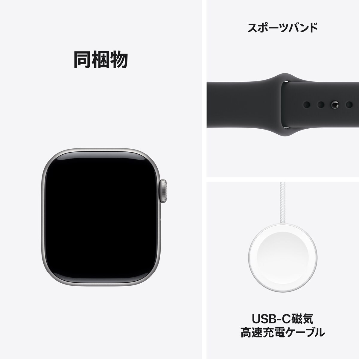 Apple Watch S11 Cellular 42mmスペースグレイアルミニウムケースとブラックスポーツバンド - S/M