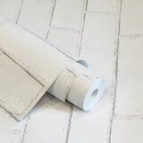 テンペーパー 貼ってはがせるシール壁紙 52cm X 5m ２本入り レンガ白 BR0556