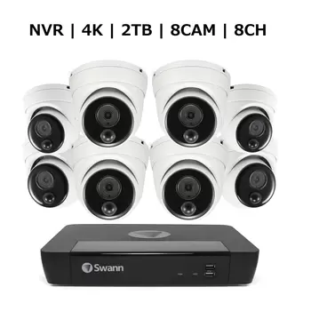 SWANN 8CH 4K NVRシステム 2TB 4K 顔認識 ドームカメラ 8個セット