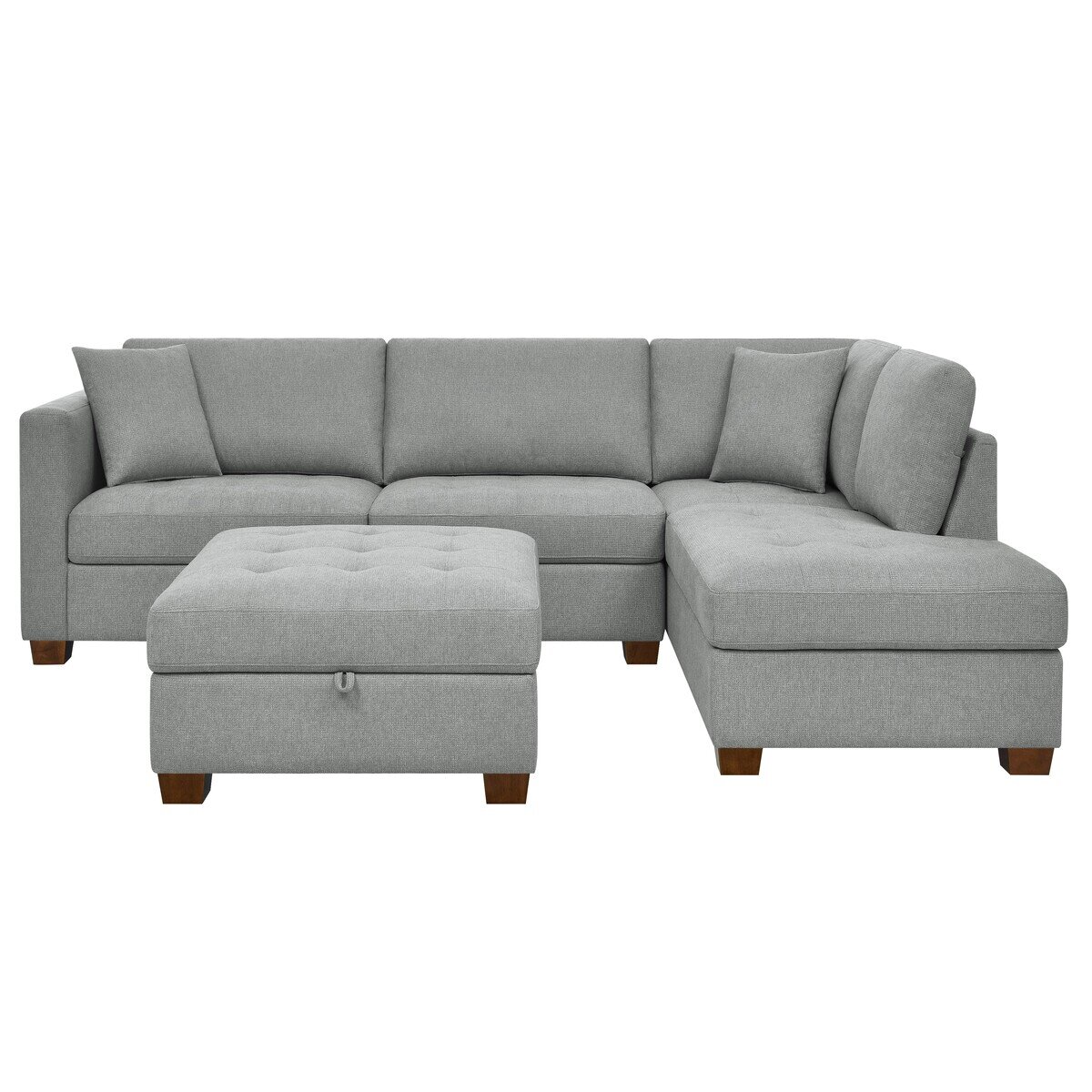 Thomasville 収納オットマン付きファブリックセクショナルソファー