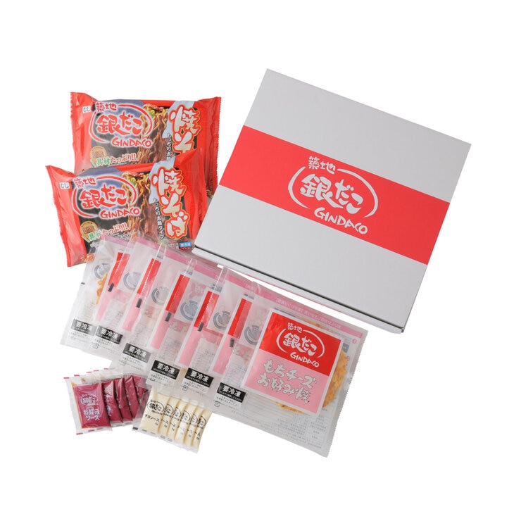 【冷凍】築地銀だこ　お好み焼き もちチーズ　6枚・焼きそば 2パック セット