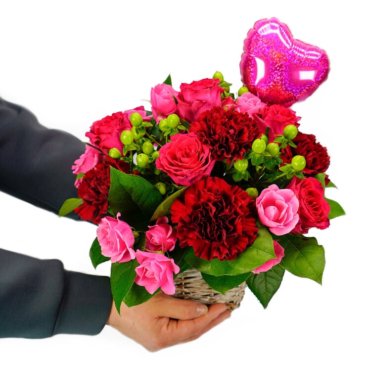 ハートバルーンアレンジメント ピンク