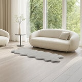 Mon Chateau フェイクファーラグ 60 x 177cm グレーソリッド