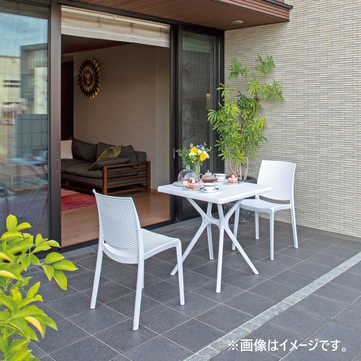 タカショー ガーデンチェア 2脚組 ホワイト (ビアンカ）